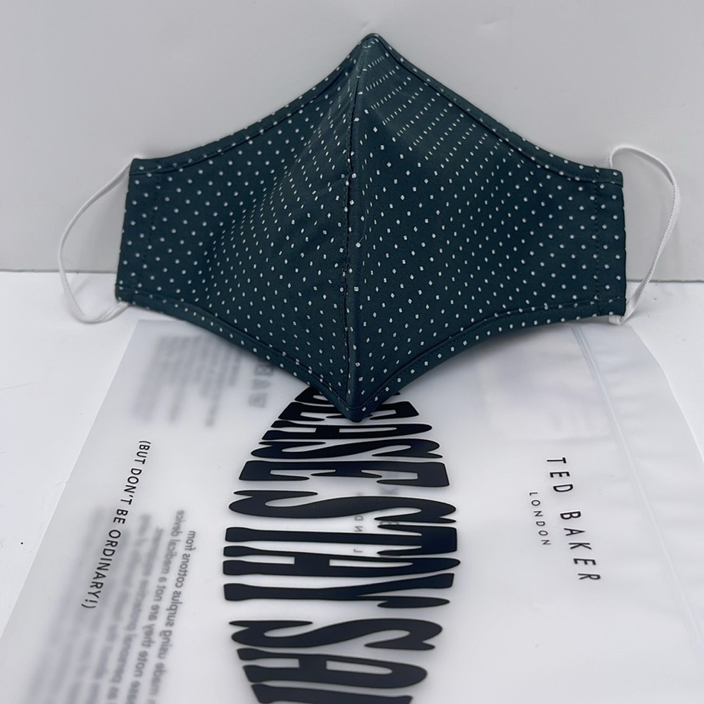 Ted Baker London Polka Dot Face Mask - Green LONDON Reversible Reusable NWT - Picture 8 of 12